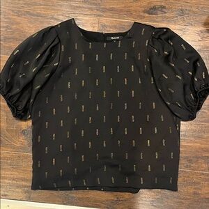 Madewell Black and gold puff Sleeve Top